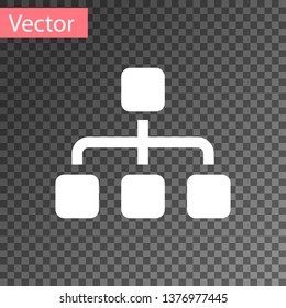 White Business hierarchy organogram chart infographics icon isolated on transparent background. Corporate organizational structure graphic elements. Vector Illustration
