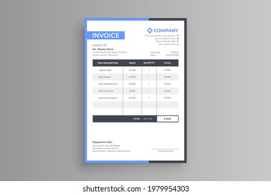 white business invoice with frame