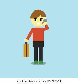 White business man talking on the phone illustration vector 