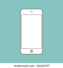 White Business Phone with blank white screen on green background. Illustration Similar To iPhone.