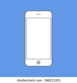 White Business Phone with blank white screen on blue background. Illustration Similar To iPhone.