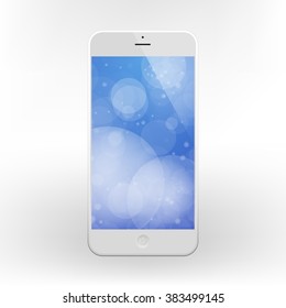 White Business Phone with  bokeh background on screen.  Illustration Similar To iPhone.