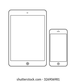 White Business Phone and White tablet with blank white screens. Illustration Similar To iPhone iPad.