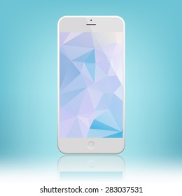 White Business Phone with triangle background and reflection. Illustration Similar To iPhone .