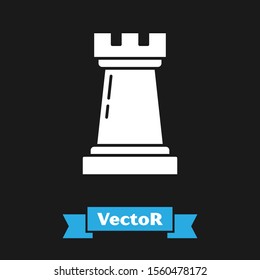 White Business strategy icon isolated on black background. Chess symbol. Game, management, finance.  Vector Illustration