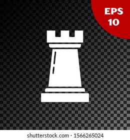 White Business strategy icon isolated on transparent dark background. Chess symbol. Game, management, finance.  Vector Illustration