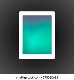White business tablet with power button and camera isolated, vector illustration eps 10
