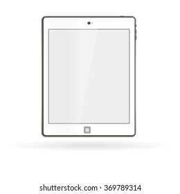 White Business touch screen tablet  with buttons and front camera on white background vector illustration 
