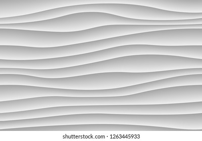 White business waves background. Vector textures. Smooth 3d modern black and white backdrop for poster, flyer or cover. A4 size. Architecture seamless gray wall design surface. 