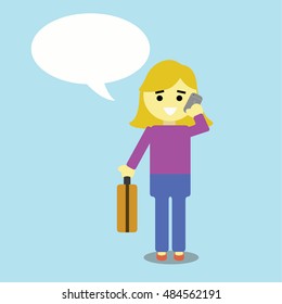 white business woman with a blank bubble illustration vector