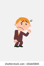 White businessman. Vector illustration isolated in a funny cartoon style. The character is very tired and somewhat dizzy.