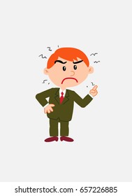 White businessman. Vector illustration isolated in a funny cartoon style. The character is very angry.
