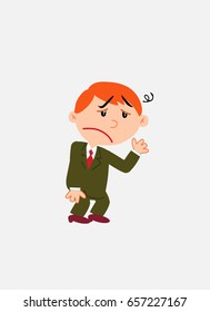 White businessman. Vector illustration isolated in a funny cartoon style. The character is very tired and somewhat dizzy.
