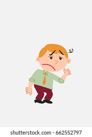 White businessman. Vector illustration isolated in a funny cartoon style. The character is very tired and somewhat dizzy.