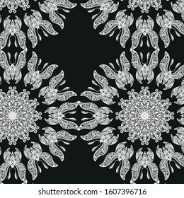 white butterflies mandala pattern on a transparent background
