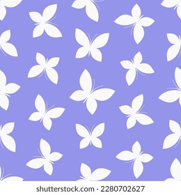 White butterflies on blue background. Vector seamless pattern. Best for textile, print, wallpapers, and wedding decoration.