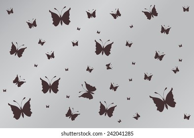 White Butterflies On Grey Wallpaper Gradient Stock Vector (Royalty Free