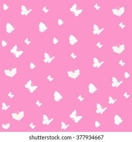 White butterflies on a pink background.