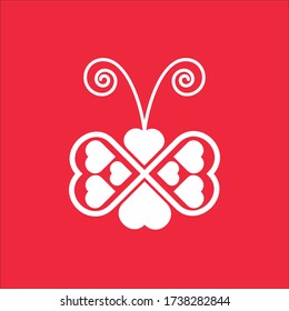 White Butterfly Design Vector Icon