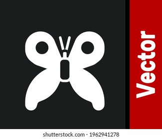White Butterfly icon isolated on black background.  Vector