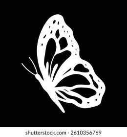 white butterfly on a black background