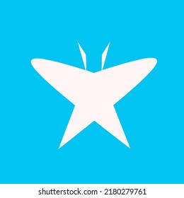 white butterfly on a light blue background. Minimal design for, packaging, prints, wall decoration.