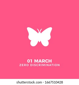 White Butterfly on pink background. Isolated Vector Illustration