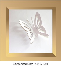 white butterfly paper in the bulk frame. Vector