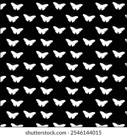 white butterfly pattern design on black background