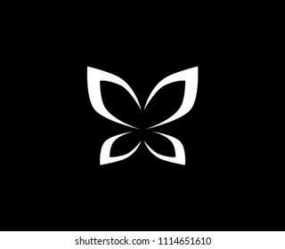 a white butterfly shape with a black background