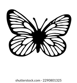Weißer Schmetterling, Vektorgrafik. Schmetterlingssymbol einzeln auf weißem Hintergrund. Insekt. Tierwelt. Natur