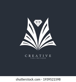 White of Butterfly wings diamond logo template, symbol of luxury and elegant.