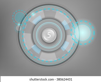 White button with an abstract interface on a gray background