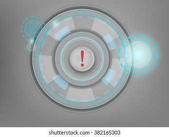 White button with an abstract interface on a gray background