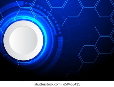 White button and blue futuristic background