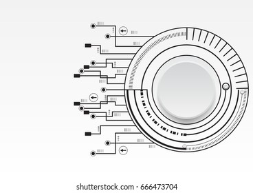 White button with he-tech connection lines