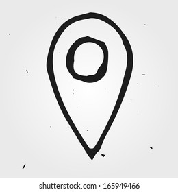 White button, icon sign hand drawn
