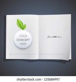 White button with leaf. Vector design.