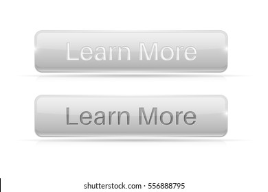 White button LEARN MORE. Active and normal. Vector illustration isolated on white background.