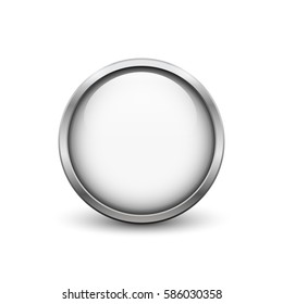 White button with metal frame and shadow