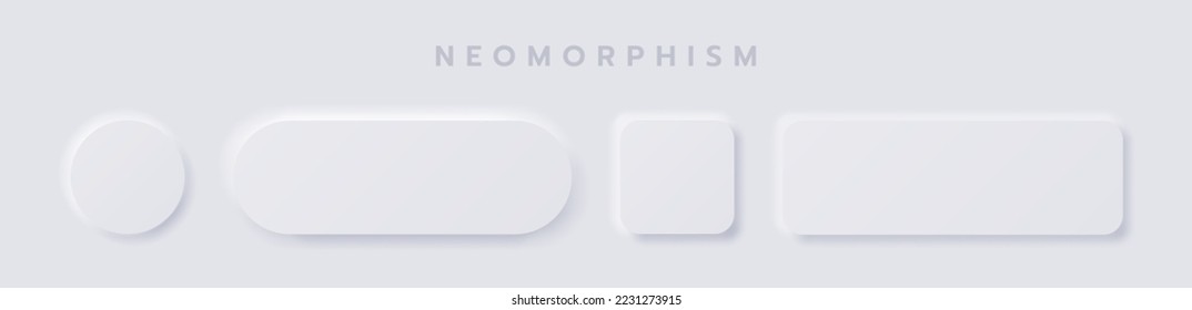 White button Neumorphism design elements vector set, Button and Element for UI Web design or Application UI Design.