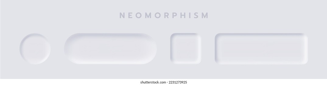 White button Neumorphism design elements vector set, Button and Element for UI Web design or Application UI Design.