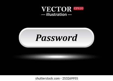 White button on a black background. button for a site. Password. Vector illustration, EPS 10