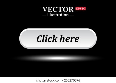 White button on a black background. button for a site. Click here. Vector illustration, EPS 10
