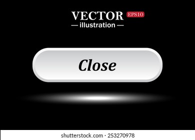White button on a black background. button for a site. Close. Vector illustration, EPS 10