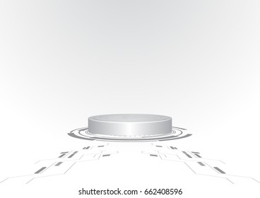 White button on futuristic floor vector technology background