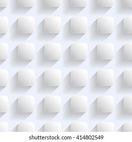 White button on the wall. Seamless Grid Background pattern. White texture. Blank round realistic labels. Vector illustration