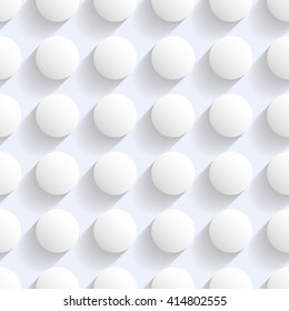 White button on the wall. Seamless Grid Background pattern. White texture. Blank round realistic labels. Vector illustration