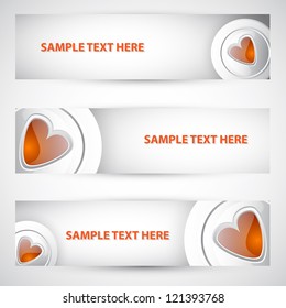 White button red heart banner.