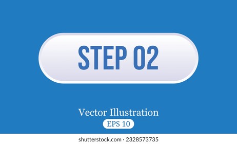 White Button For A Site. On A Blue Background, Step 2 Button,